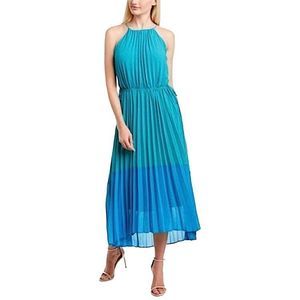 TAYLOR NWT Teal/Blue Color Block Accordion Folded Halter Dress Sz 2